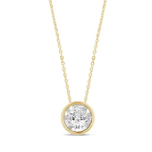 0.10ct Diamond Solitaire Bezel Necklace in 9ct Yellow Gold