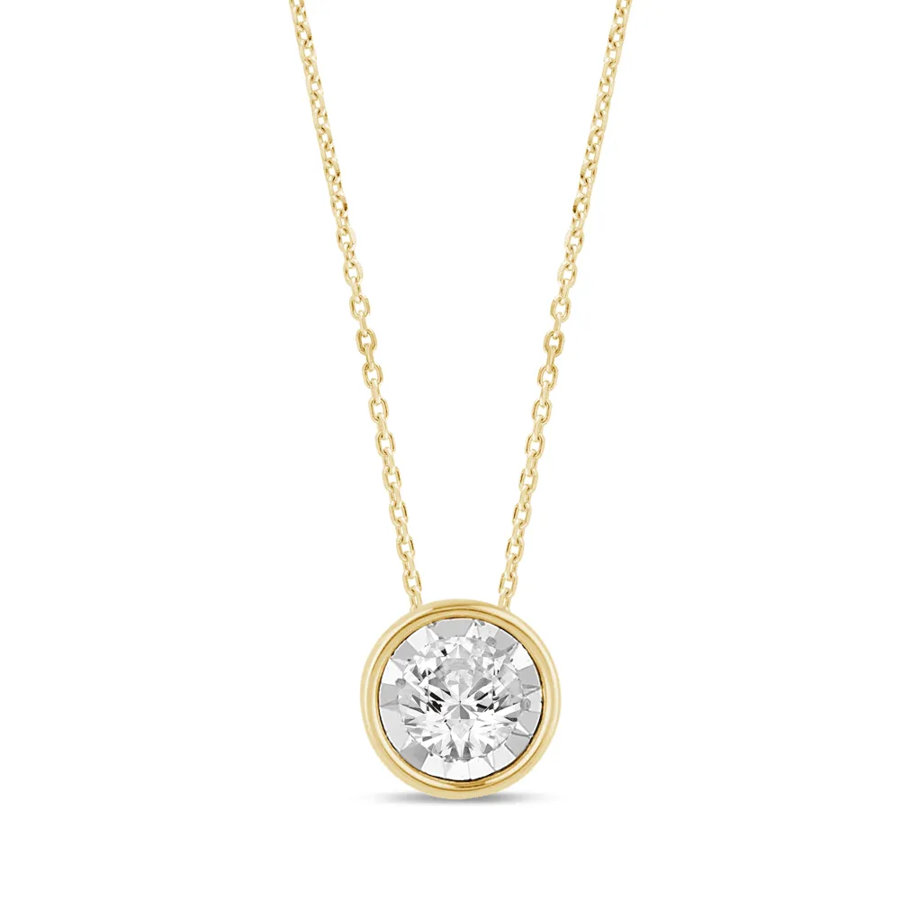 0.10ct Diamond Solitaire Bezel Necklace in 9ct Yellow Gold