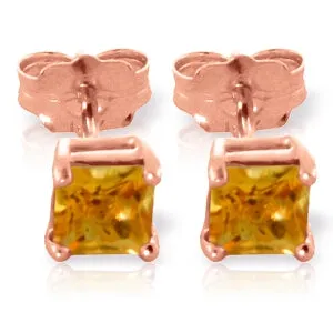 0.7 Carat 14K Solid Rose Gold Caress Citrine Stud Earrings