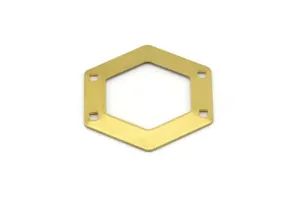 10 Raw Brass Hexagon Stamping Blank With 4 Hole  (30x0.80mm)  D0123