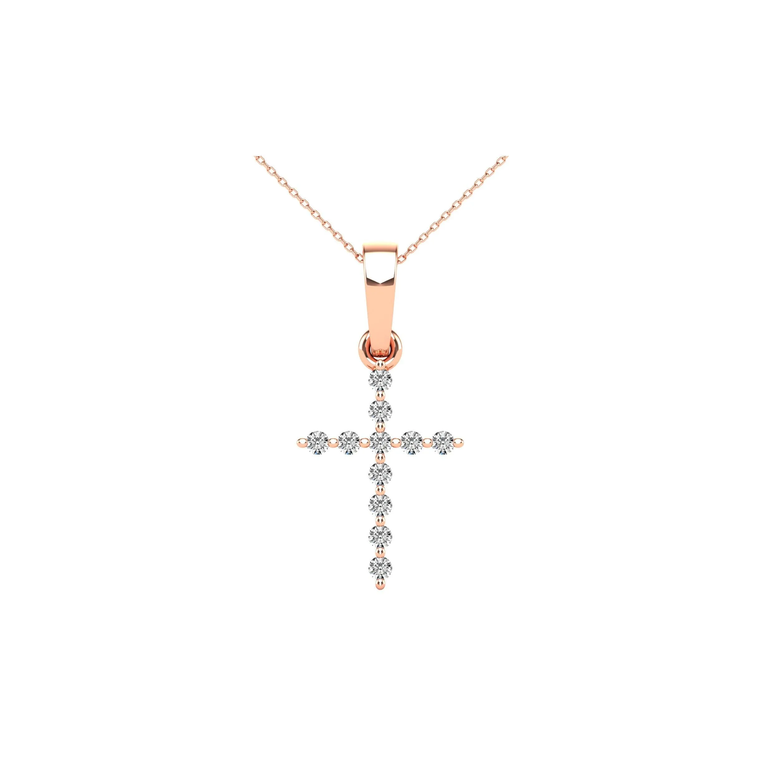 10K Rose Gold 1/20 Ct.Tw. Diamond Accent Cross Pendant