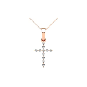 10K Rose Gold 1/20 Ct.Tw. Diamond Accent Cross Pendant