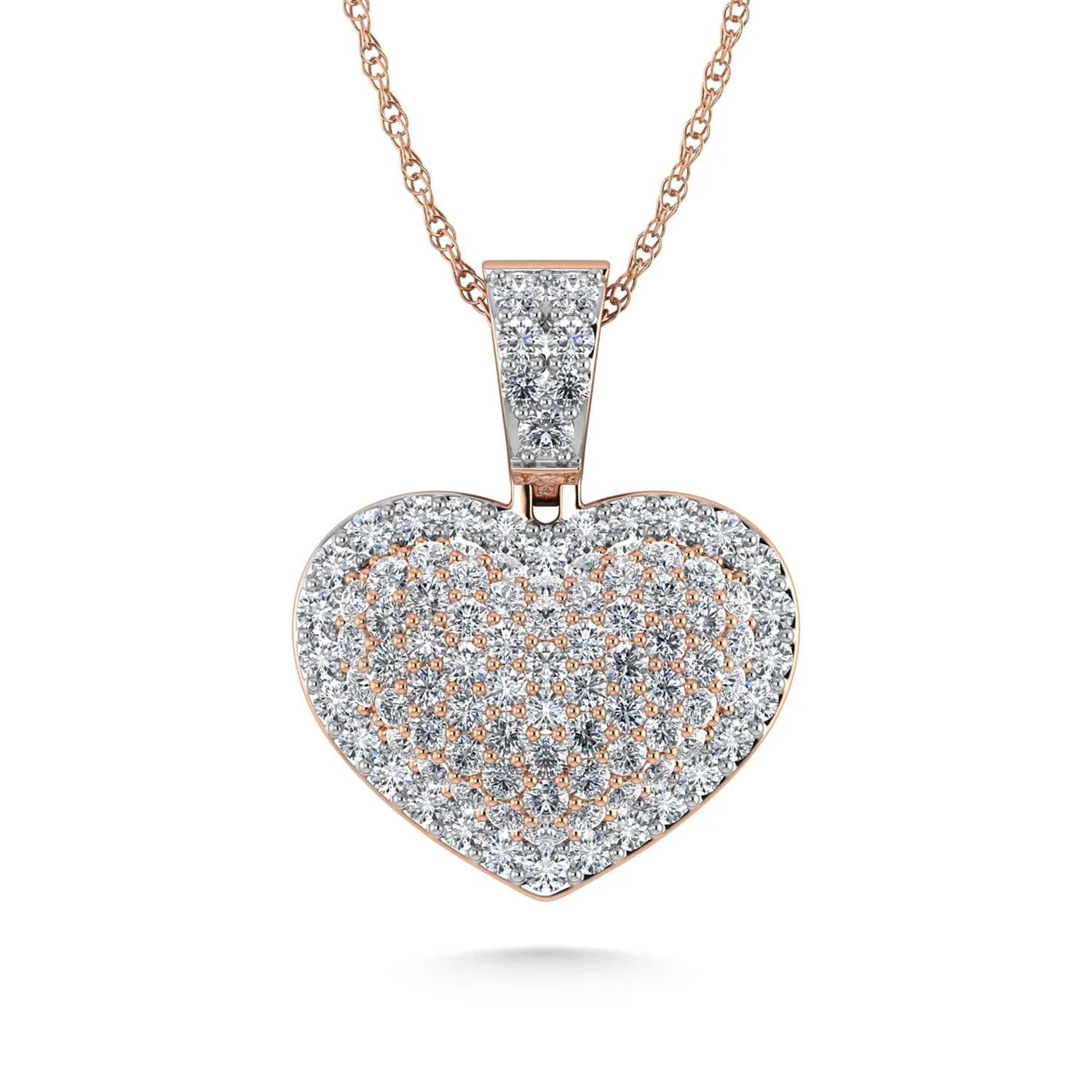 10K Rose Gold Diamond 2 1/2 Ct.Tw. Heart Pendant