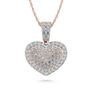 10K Rose Gold Diamond 2 1/2 Ct.Tw. Heart Pendant