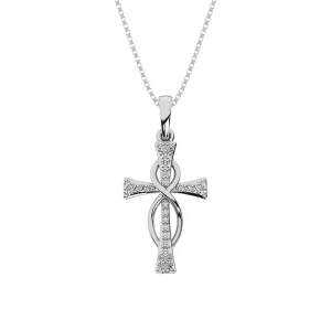 10K White Gold 1/10 Ct.Tw. Diamond Cross Pendant