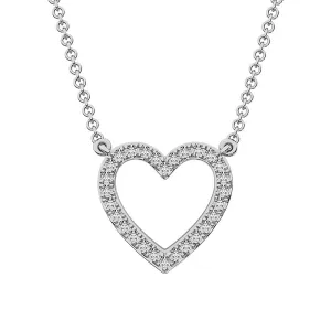 10K White Gold 1/4 Ct.Tw. Diamond Heart Necklace