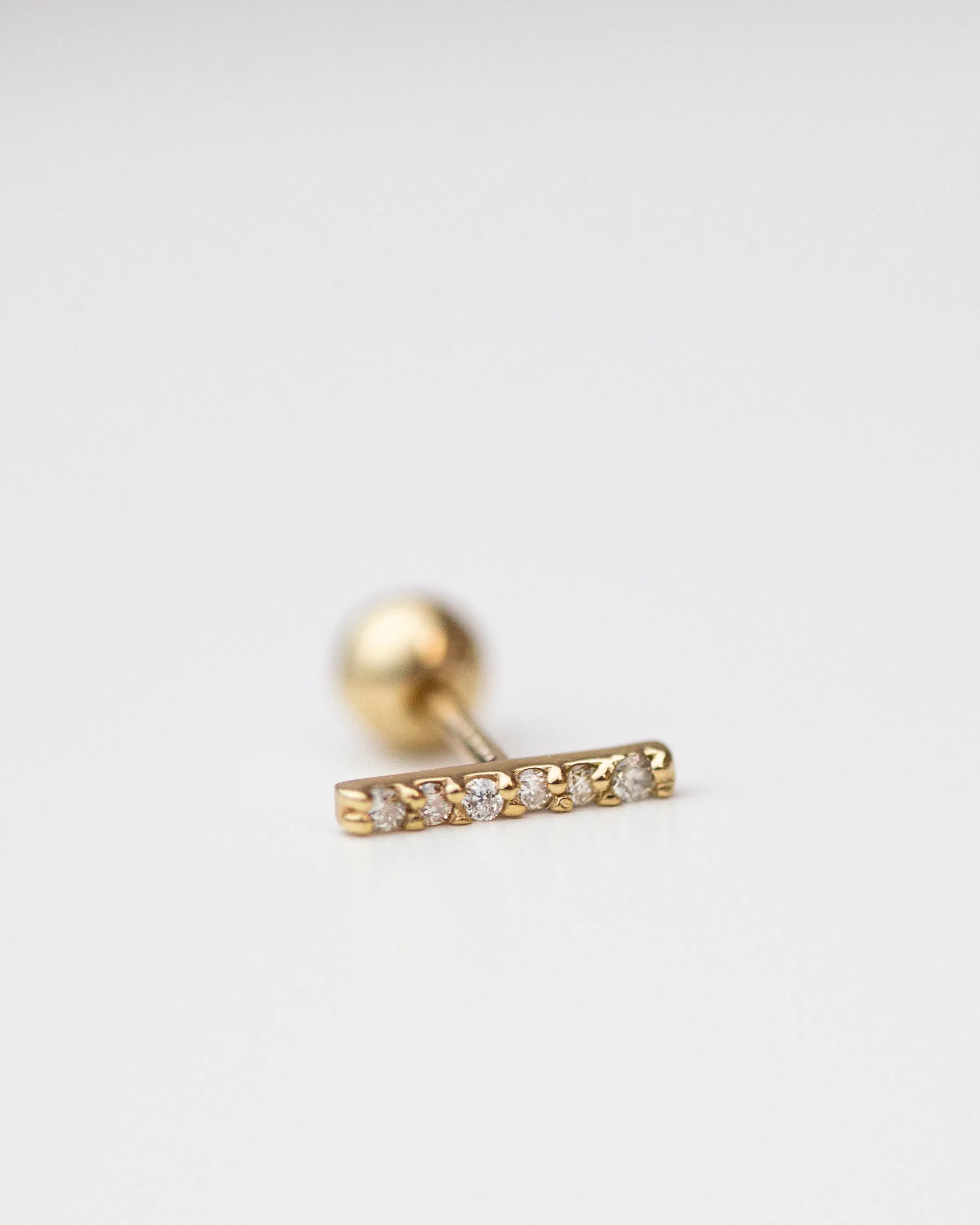 14k Diamond Bar Stud