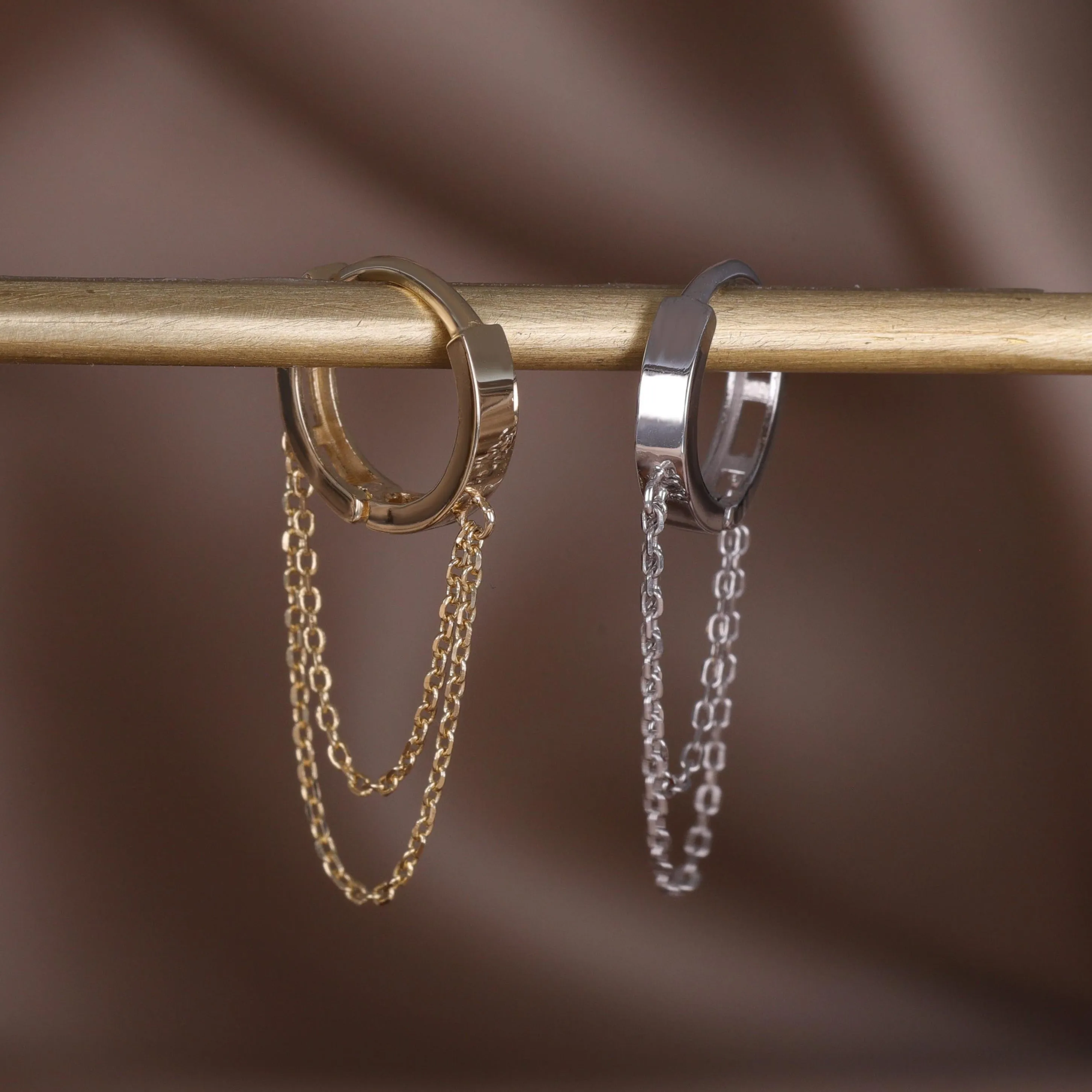 14k Gold Double Chained Hoop