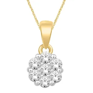 14K Yellow Gold 1/2 Ct.Tw. Diamond Flower Pendant