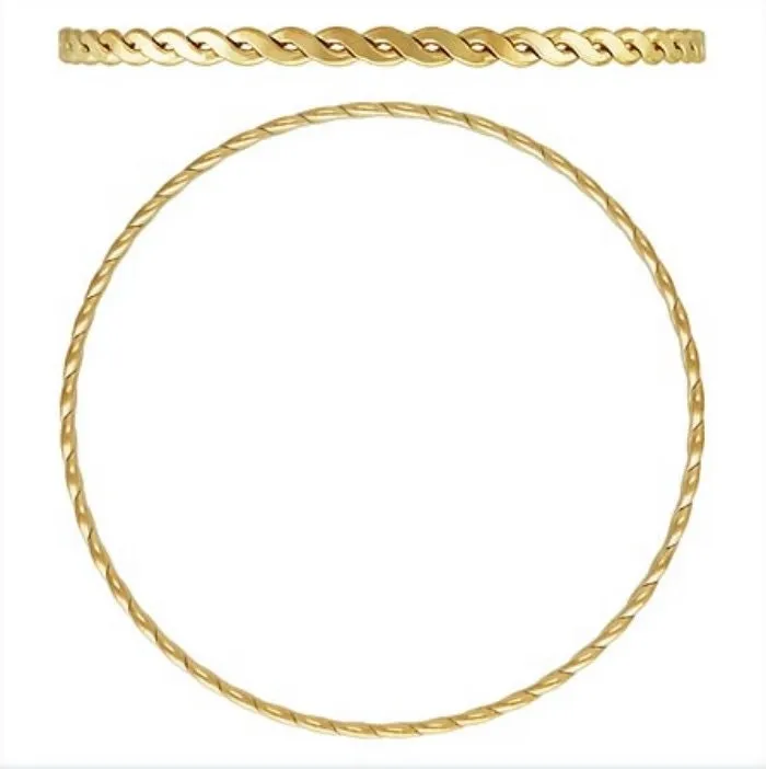 14KGF 7.5" 3 5mm Woven Wire Bangle, Sku#402193875LR