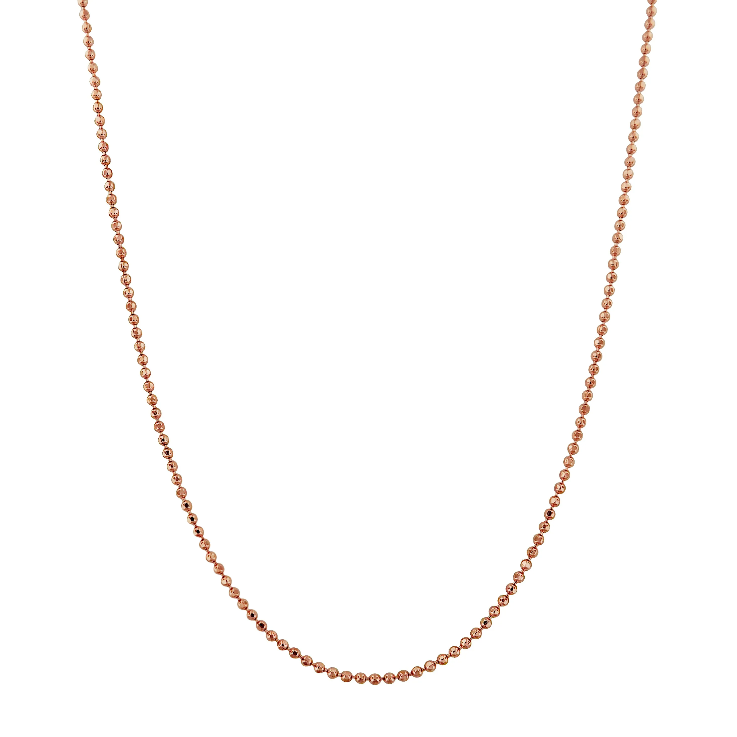 14kt Rose Gold Plated Sterling Silver 1.2mm Diamond-Cut Ball Chain Necklace, 15-20 Inch