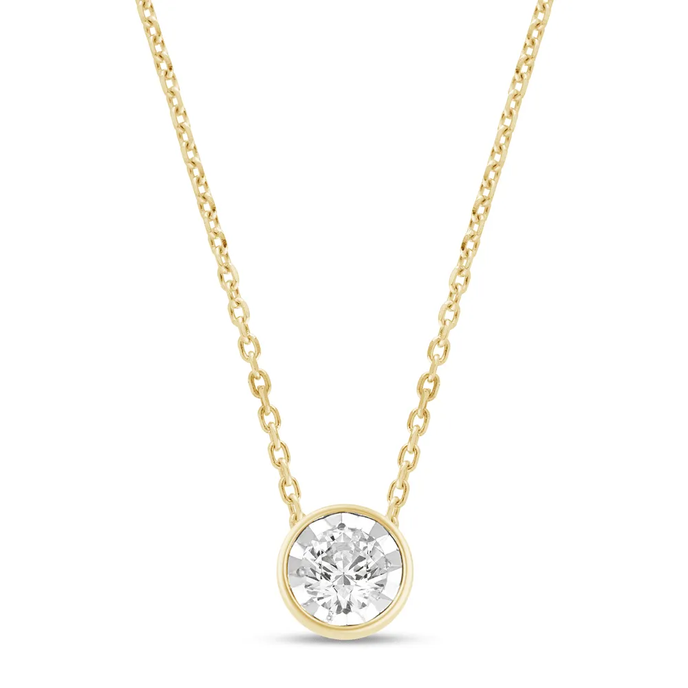 1/5ct Diamond Solitaire Bezel Necklace in 9ct Yellow Gold