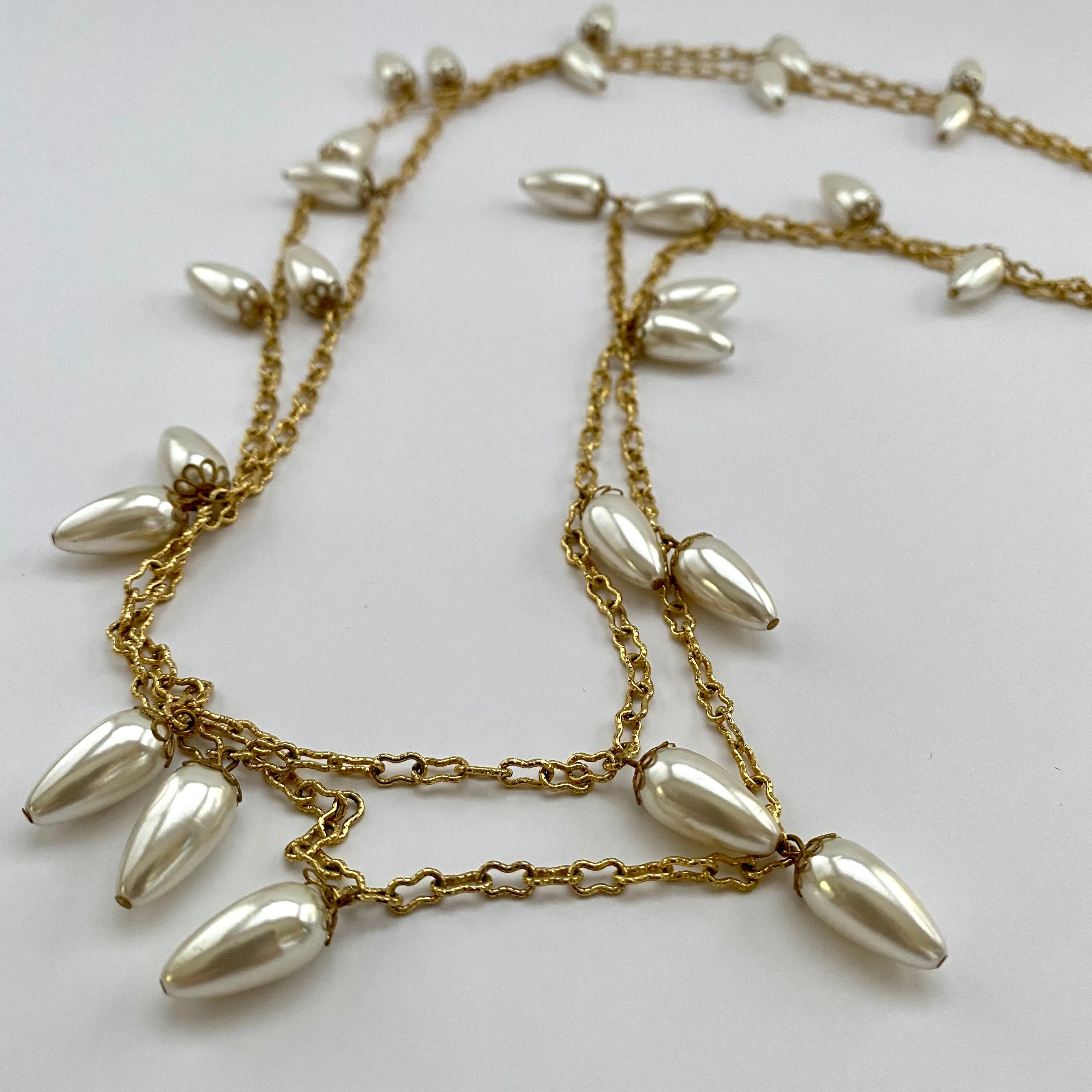 1980s Double Strand Faux Pearl Necklace