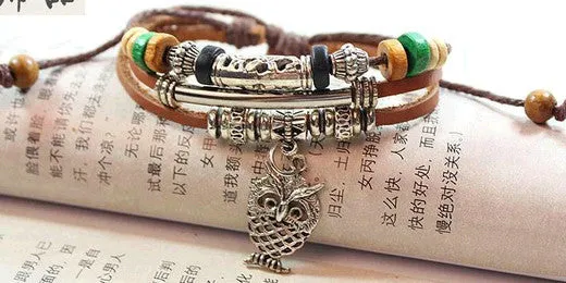 1P Retro rope leather mens bracelets leather rope hand woven bracelet for men rope braided bracelet male female bracelet Jewelry