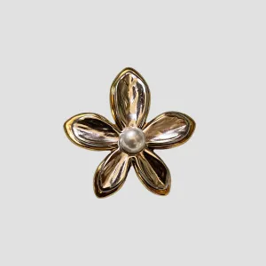 2-Tone Flower Pearl 18k Gold Ring is