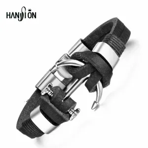 2016 Handmade Retro Leather Woven Anchor Charm Bracelet Men Vintage Braided Bracelets Bangles Male Jewelry