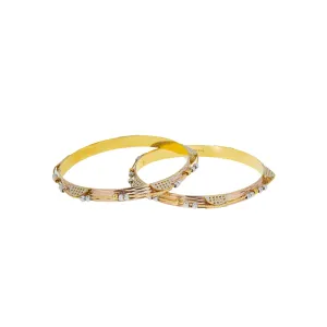 22K Multi-Tone Gold Bangle Set of 2 (42.2gm)