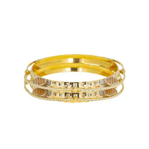 22K Multi-Tone Gold Bangle Set of 2 (52.2gm)