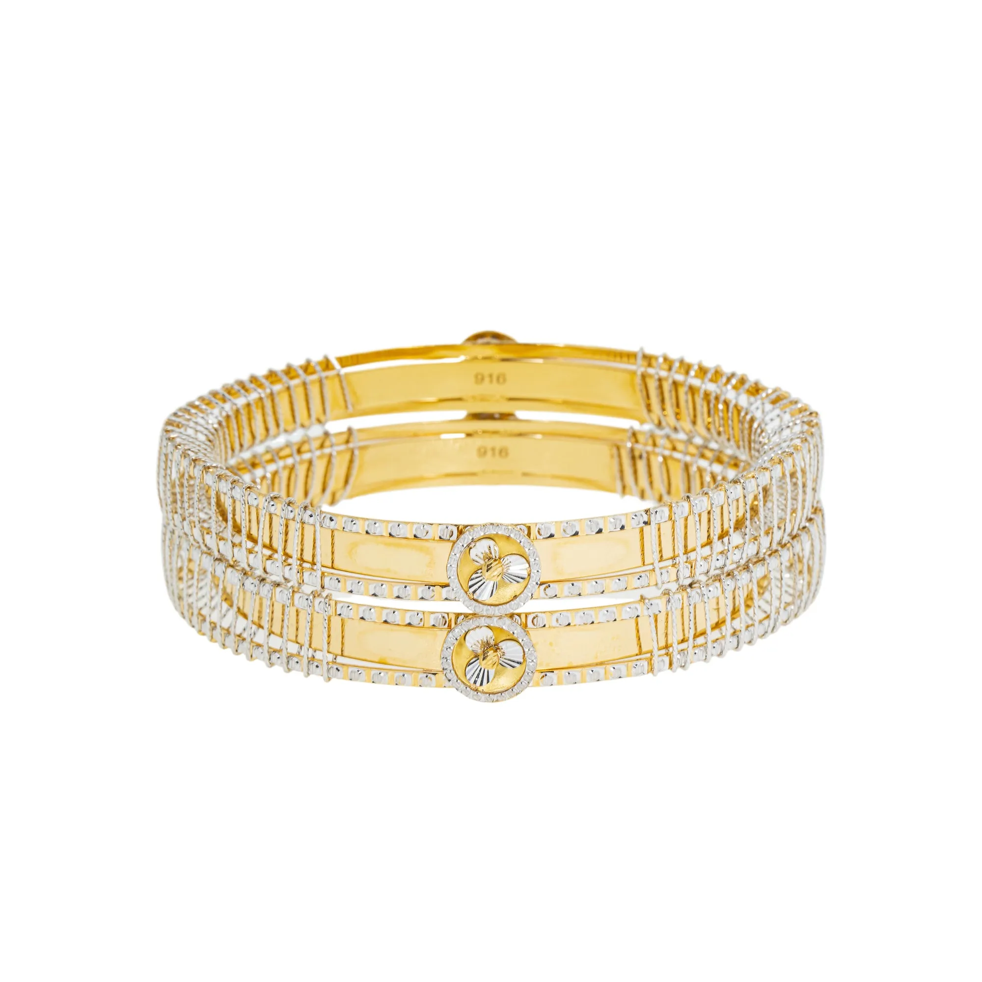 22K Multi-Tone Gold Bangle Set of 2 (58.1gm)