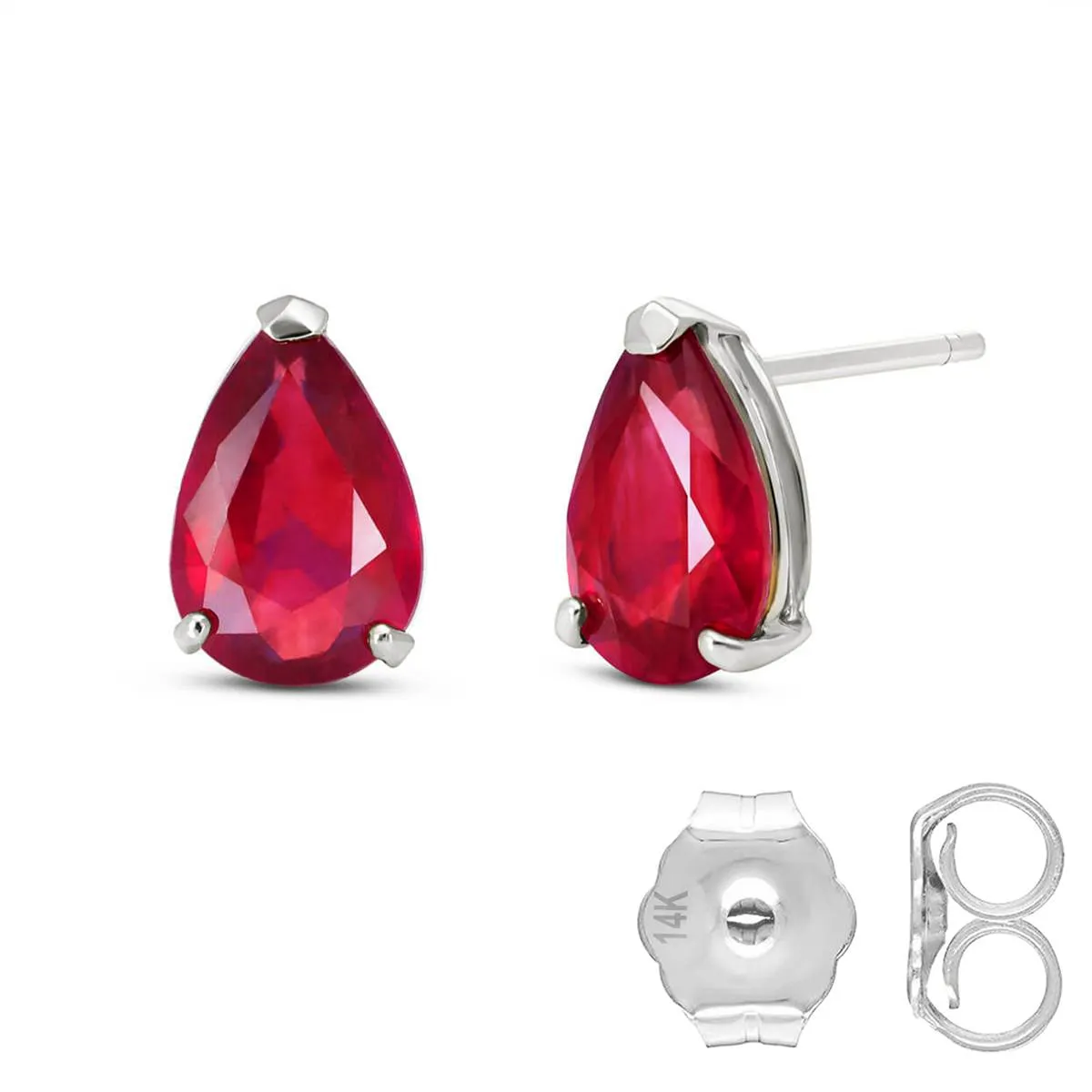 3.5 Carat 14K Solid White Gold Parade Ruby Earrings