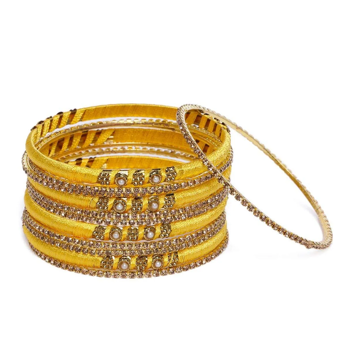 6 Color Bridal Silk Thread Bangles