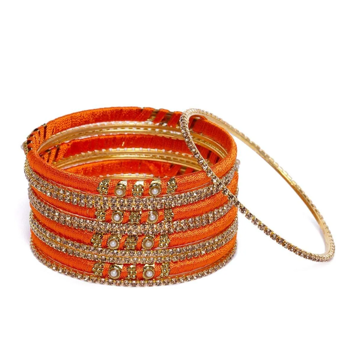 6 Color Bridal Silk Thread Bangles