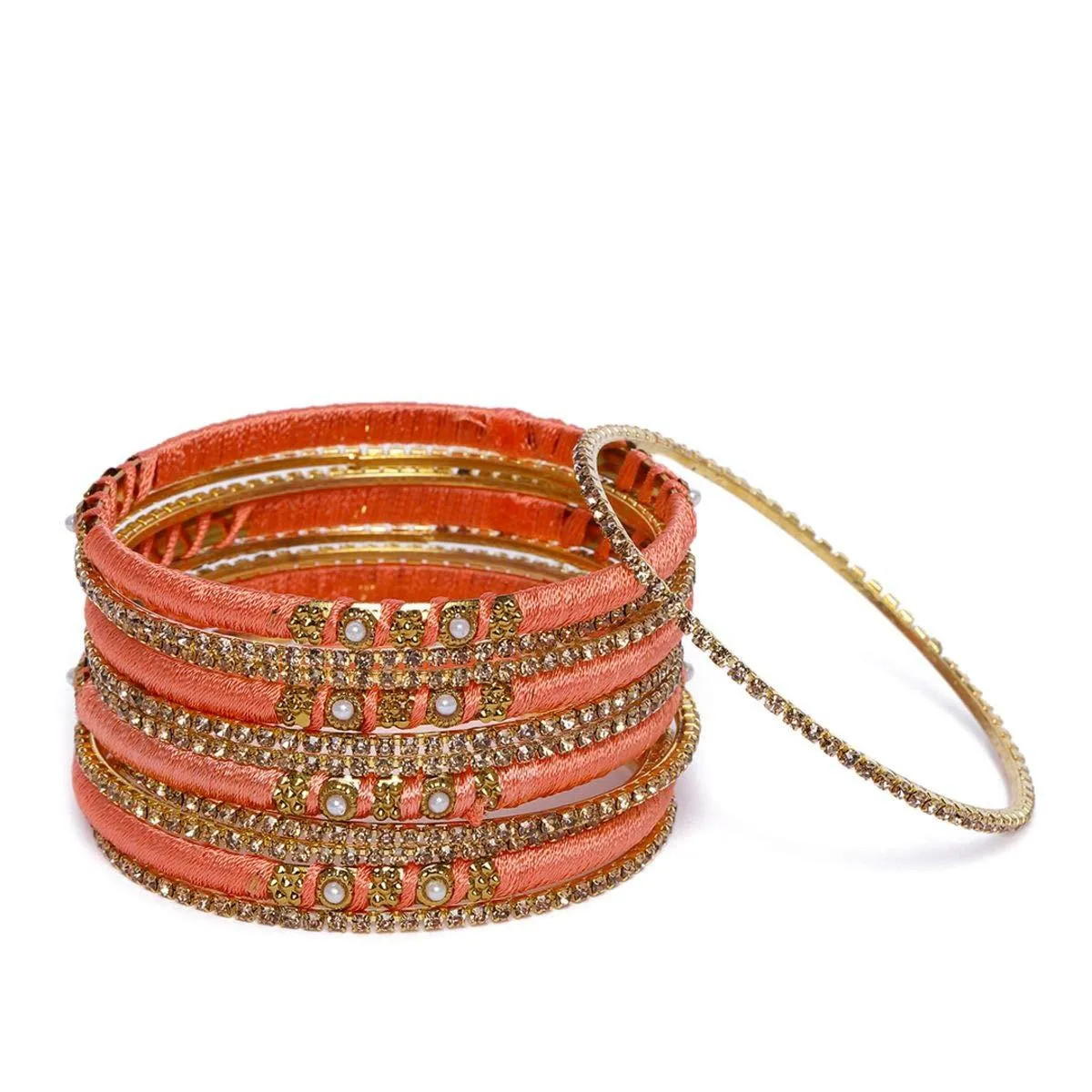 6 Color Bridal Silk Thread Bangles