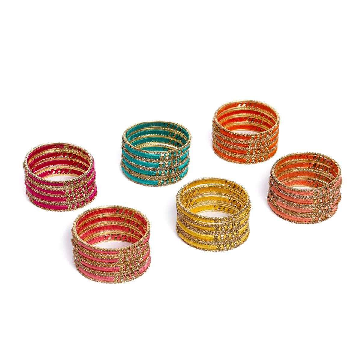 6 Color Bridal Silk Thread Bangles