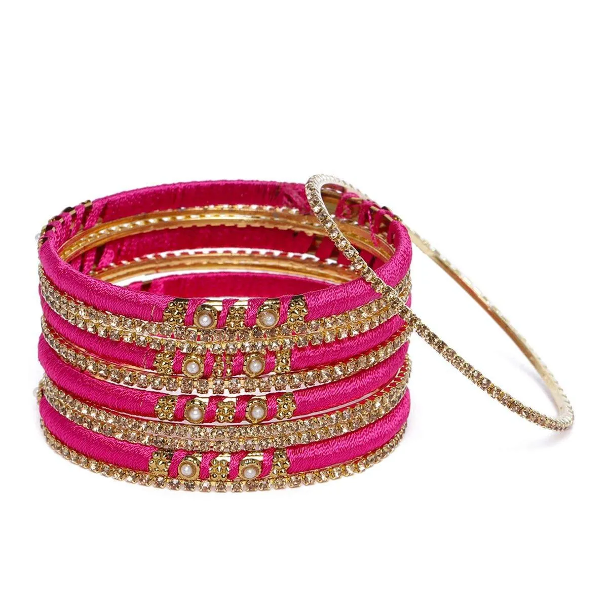 6 Color Bridal Silk Thread Bangles