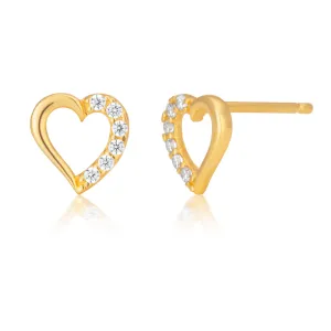 9ct Yellow Gold Cubic Zirconia Open Heart Earrings