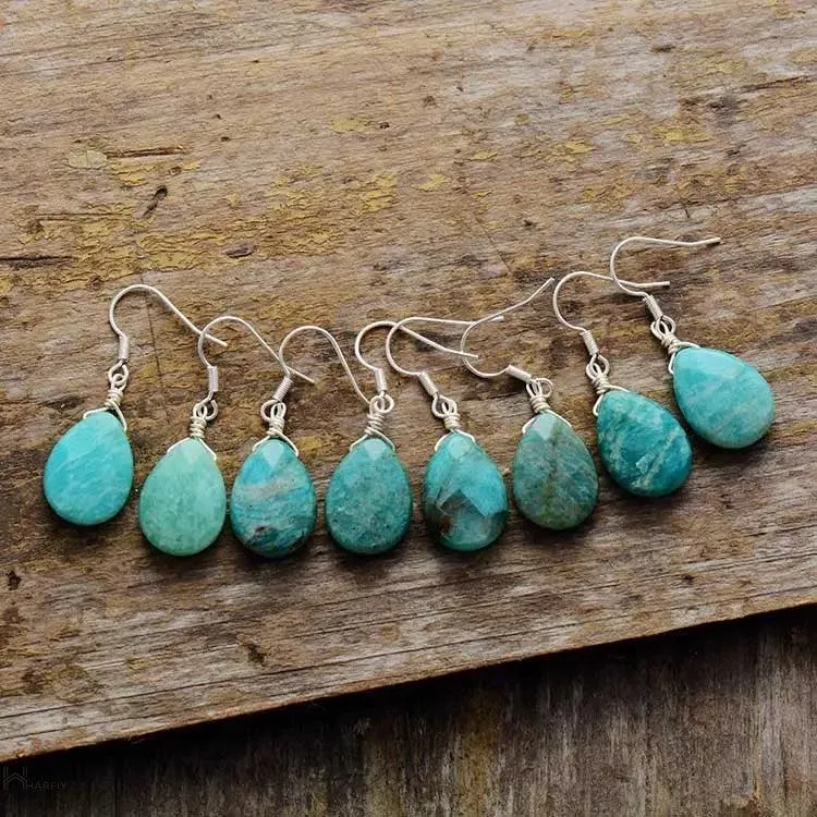 Amazonite Teardrop Earrings - Skyblue | Calming and Elegant