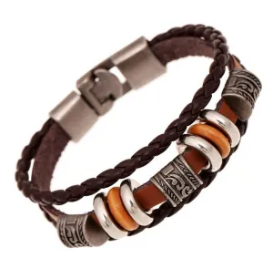 AMOURJOUX Handmade Retro Genuine Leather Woven Charm Bracelet Men Vintage Braided Bracelets Bangles Male Jewelry