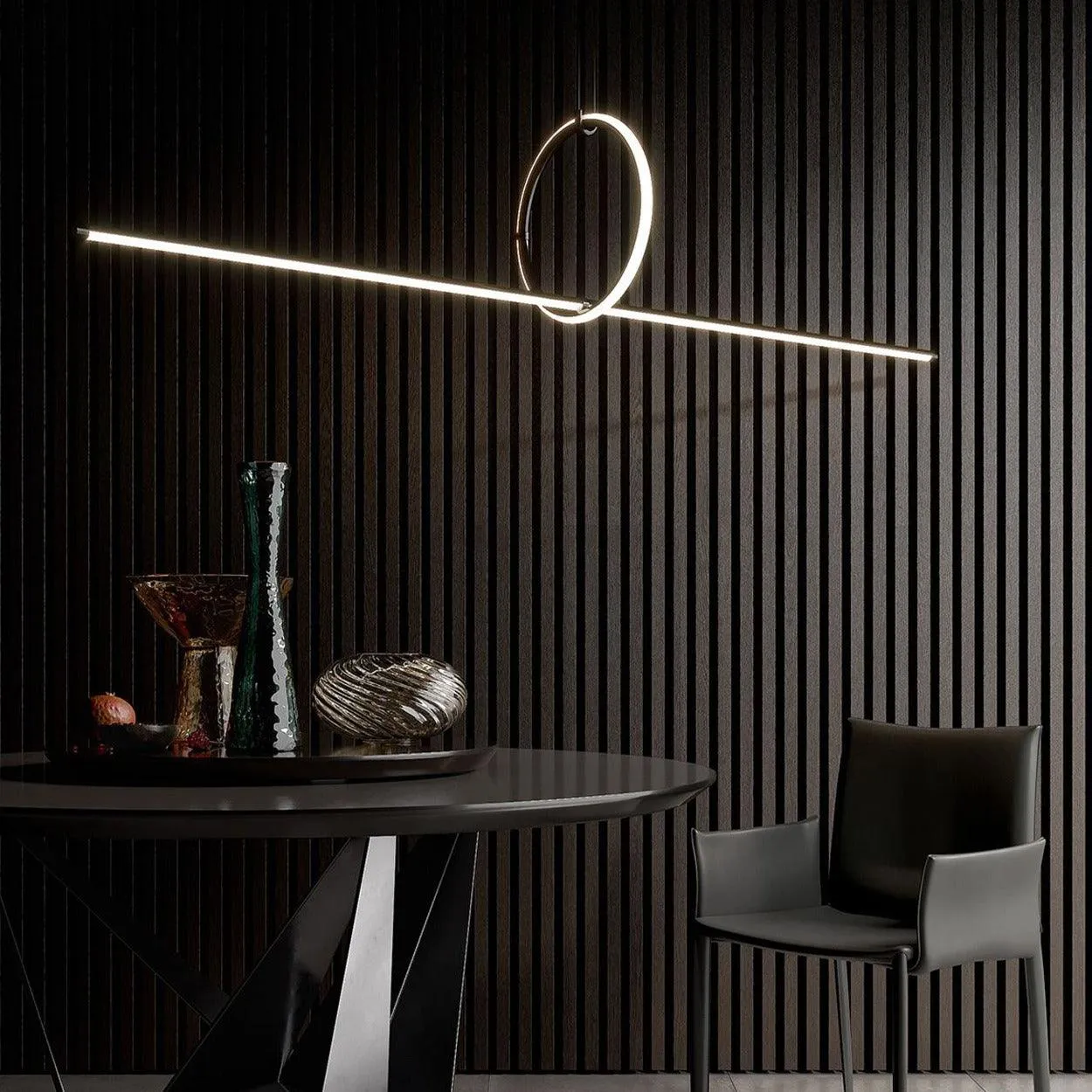 ANKUR GEOM CONTEMPORARY ROUND LINEAR MAGNETIC LED PENDANT LIGHT