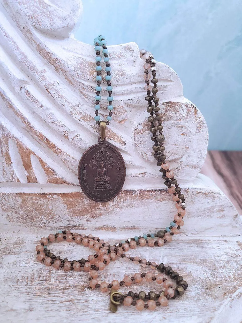 Antiqued Metal Buddha Pendant Necklace