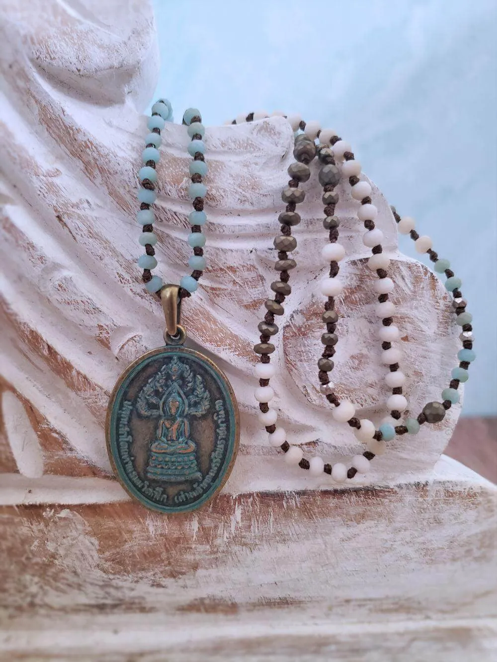 Antiqued Metal Buddha Pendant Necklace