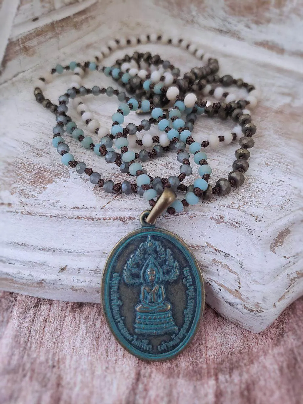 Antiqued Metal Buddha Pendant Necklace