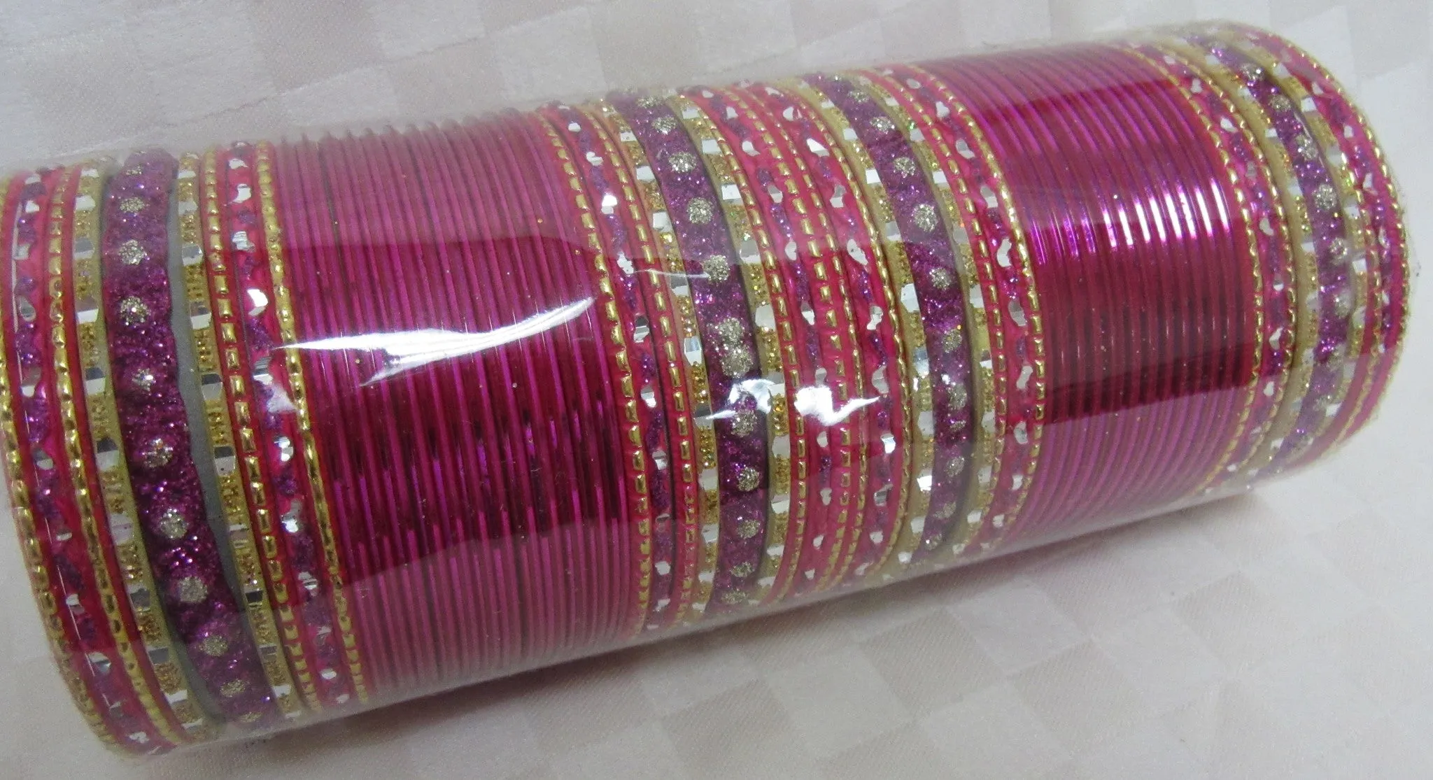 Bangles 7860 Pink Gold Indian Tradition Bangles Full Set Shieno Sarees