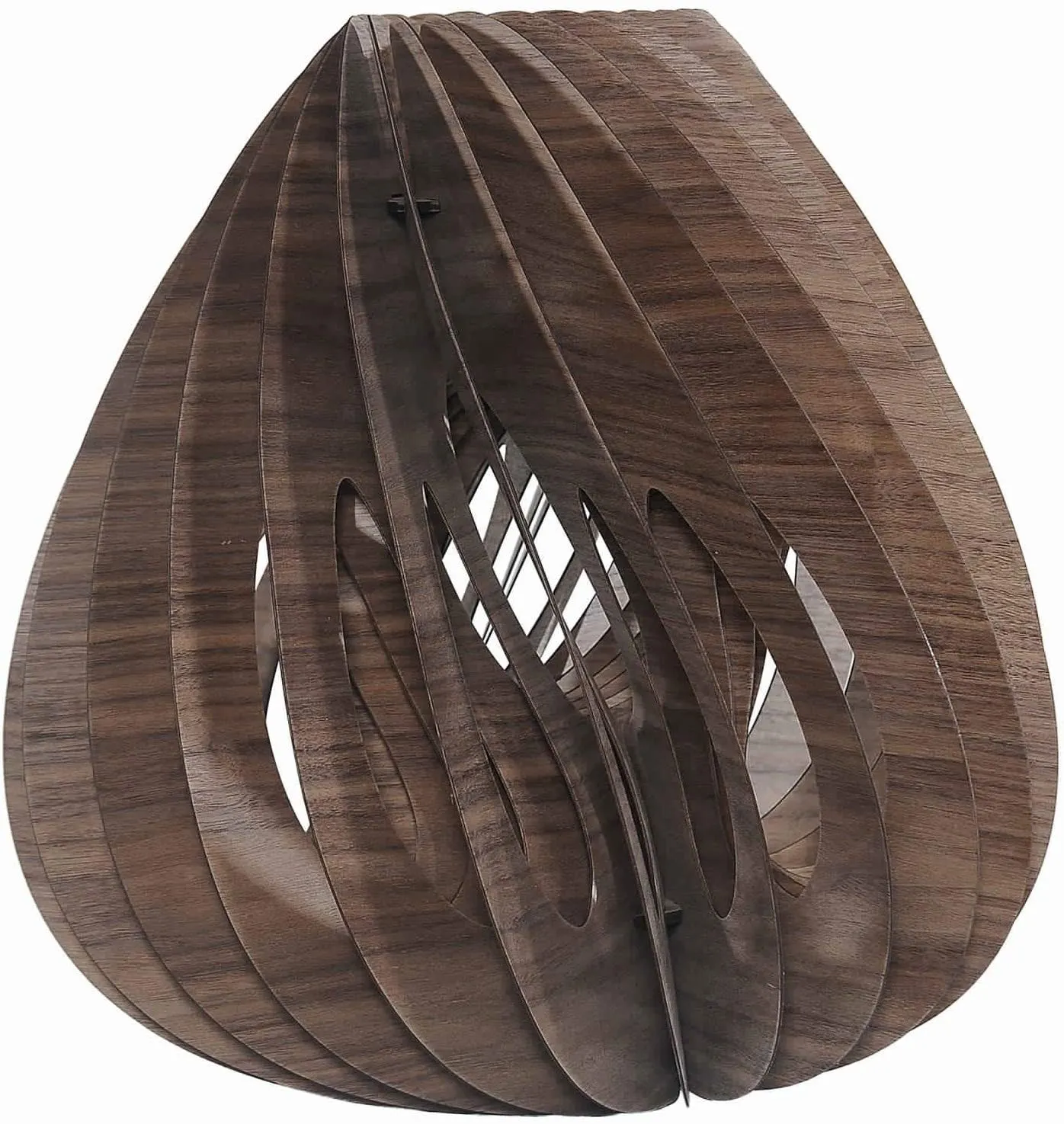 Benzara 60 Watt Aryballos Shape Wooden Ceiling Pendant, Walnut Brown