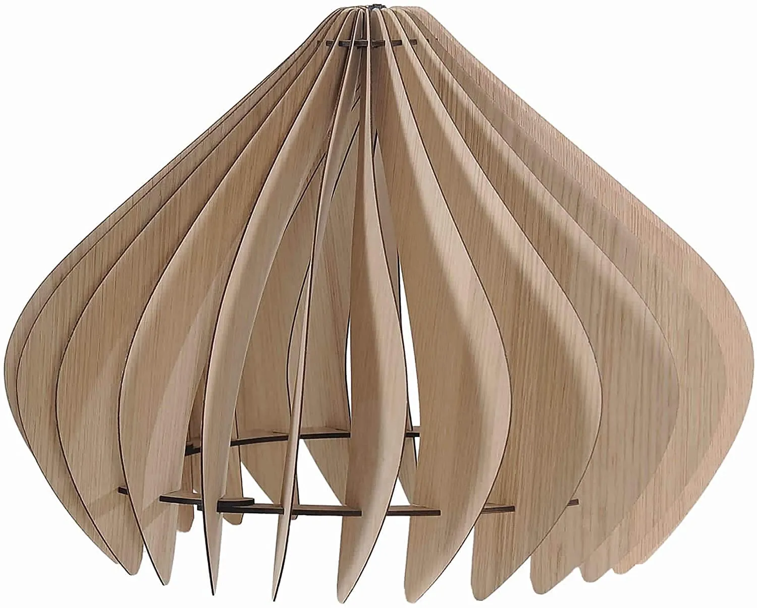 Benzara 60 Watt Semi Cage Shape Wooden Ceiling Pendant, Oak Brown