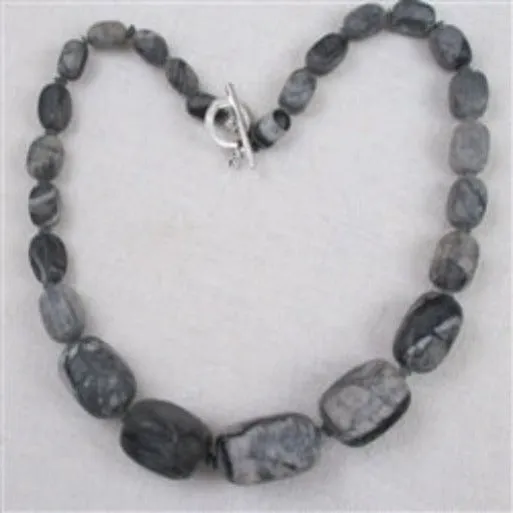 Big Zebra Jasper Graduating Beaded  Necklace