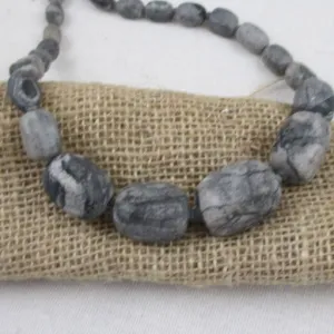 Big Zebra Jasper Graduating Beaded  Necklace