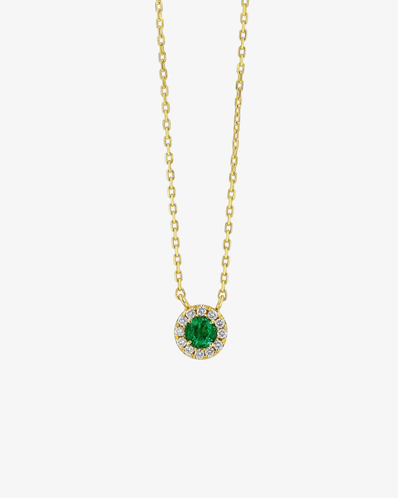 Bold Emerald Mini Round Pave Pendant