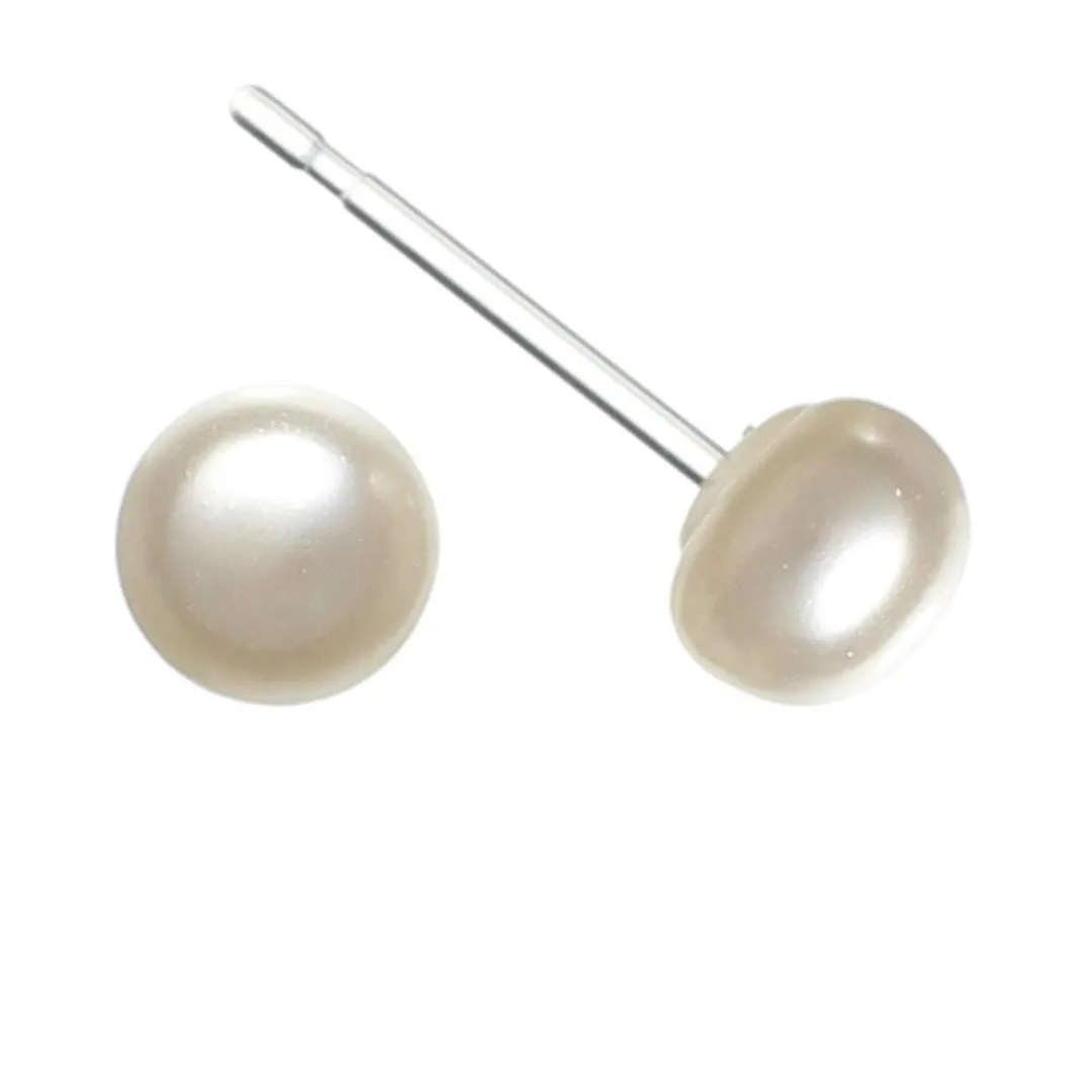 Creamy Faux Pearl Studs Hypoallergenic Earrings for Sensitive Ears Made with Plastic Posts