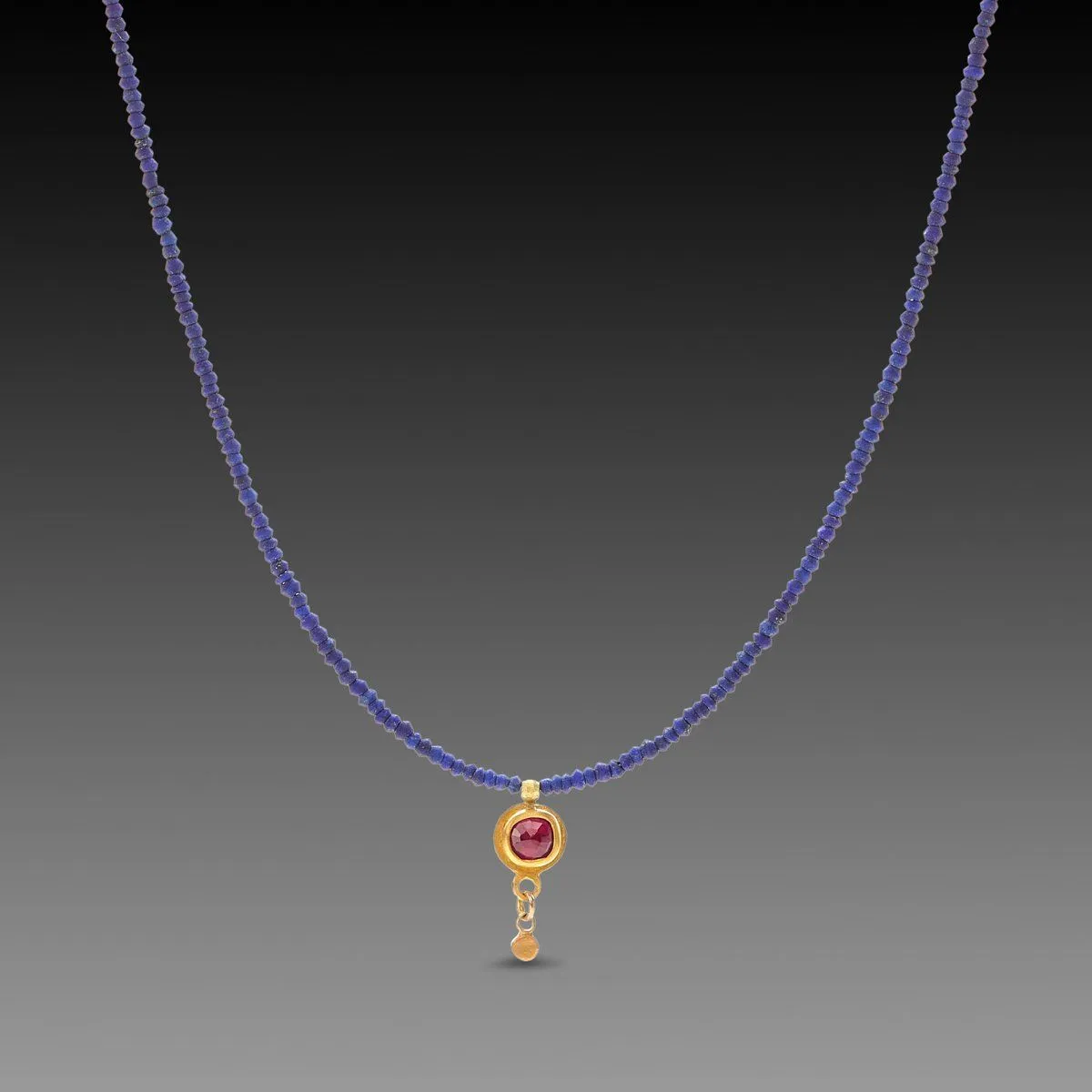 Delicate Lapis and Ruby Necklace