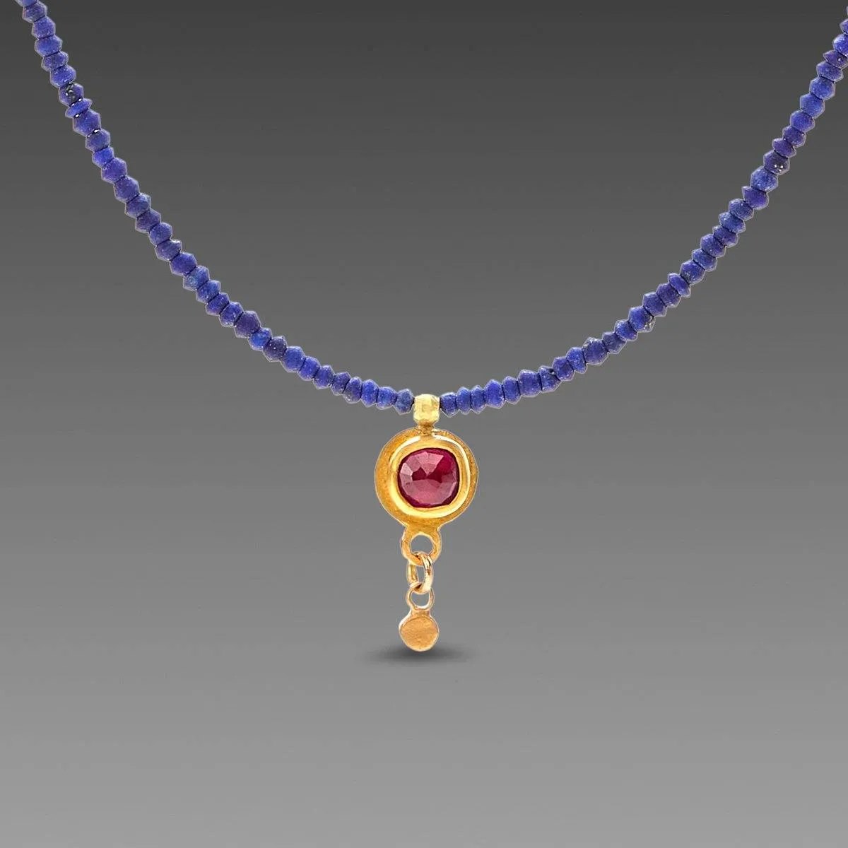 Delicate Lapis and Ruby Necklace