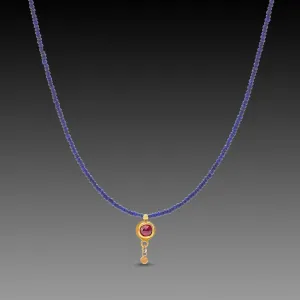 Delicate Lapis and Ruby Necklace