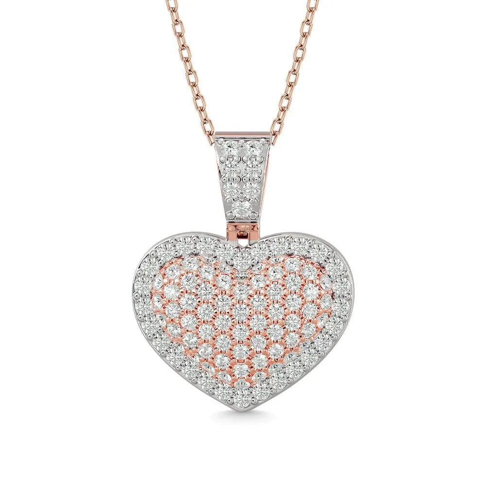 Diamond 1 ct tw Heart Pendant in 10K Pink Gold With White Gold Touch