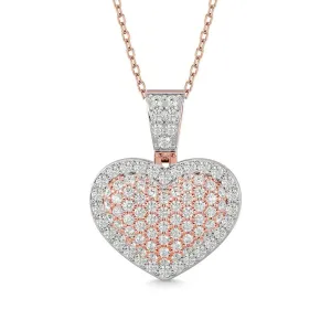 Diamond 1 ct tw Heart Pendant in 10K Pink Gold With White Gold Touch