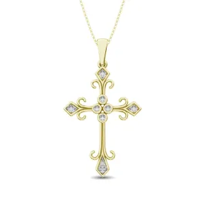 Diamond 1/10 Ct.Tw. Cross Pendant in 10K Yellow Gold