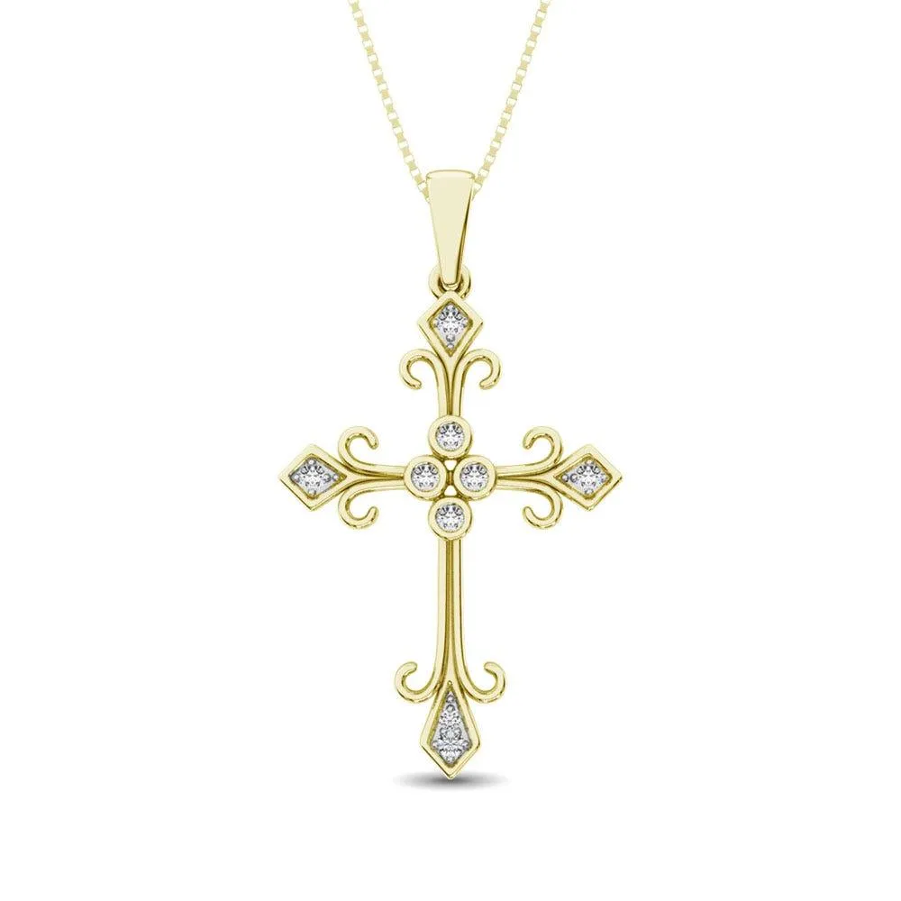 Diamond 1/10 Ct.Tw. Cross Pendant in 10K Yellow Gold